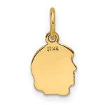 14K Plain Small .013 Gauge Facing Left Engravable Girl Head Charm, 15.4 x 8mm view