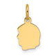 14K Plain Small .027 Gauge Facing Left Engravable Girl Head Charm, 15.4 x 8mm