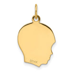 14K Plain Medium .013 Gauge Facing Left Engravable Boy Head Charm, 22.5 x 14.7mm view