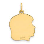 14K Plain Medium .013 Gauge Facing Left Engravable Girl Head Charm, 22.8 x 15.7mm view