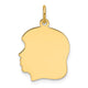 14K Plain Medium .013 Gauge Facing Left Engravable Girl Head Charm, 22.8 x 15.7mm