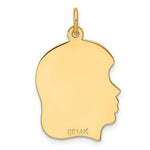 14K Plain Medium .013 Gauge Facing Left Engravable Girl Head Charm, 26.4 x 17.5mm view