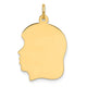 14K Plain Medium .011 Gauge Facing Left Engravable Girl Head Charm, 26.4 x 17.5mm