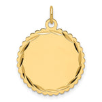14K .018 Gauge Engravable Scalloped Disc Charm, 20 x 13mm view