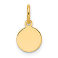 14K Plain .009 Gauge Circular Engravable Disc Charm, 13.1 x 7.5mm