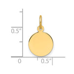 14K Plain .018 Gauge Circular Engravable Disc Charm, 16.2 x 10.6mm view