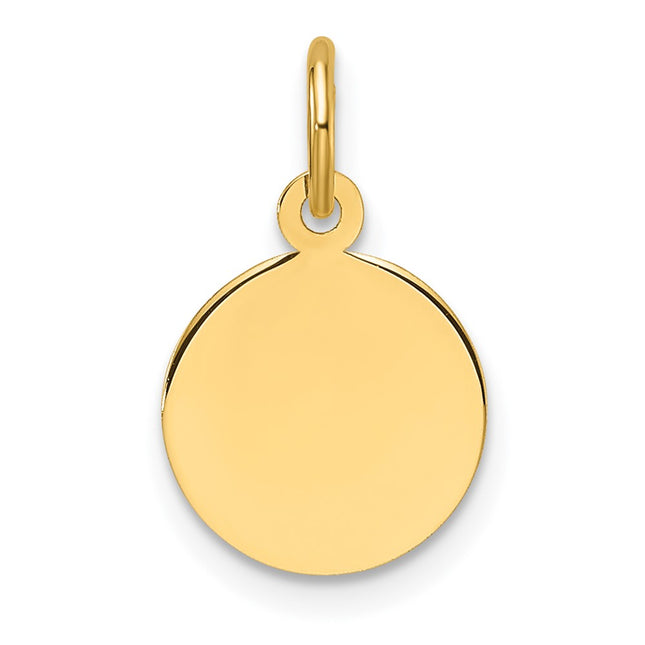 14k Plain .009 Gauge Circular Engravable Disc Charm, 16.2 x 10.6mm