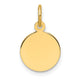 14K Plain .018 Gauge Circular Engravable Disc Charm, 16.2 x 10.6mm