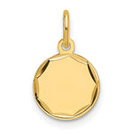 14K Etched .009 Gauge Engravable Round Disc Charm, 15.8 x 10.1mm view