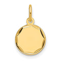 14K Etched .011 Gauge Engravable Round Disc Charm, 15.8 x 10.1mm
