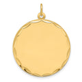 14K Etched .009 Gauge Engravable Round Disc Charm, 31.3 x 26.6mm