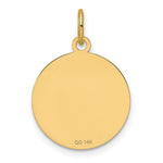 14K Plain .013 Gauge Engravable Round Disc Charm, 21.5 x 15.8mm view