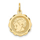 14K Boy Head on .013 Gauge Engravable Scalloped Disc Charm, 24 x 16mm