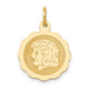 14K Girl Head on .013 Gauge Engravable Scalloped Disc Charm, 21 x 15mm