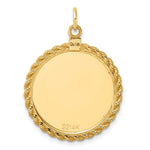 14K Plain .013 Gauge Circular Engravable Disc with Rope Charm, 30.5 x 24.9mm view