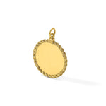 14K Plain .013 Gauge Circular Engravable Disc with Rope Charm, 30.5 x 24.9mm view