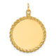 14K Plain .013 Gauge Circular Engravable Disc with Rope Charm, 30.5 x 24.9mm