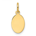 14K Plain .011 Gauge Engravable Oval Disc Charm, 17.9 x 7.4mm