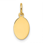 14K Plain .011 Gauge Engravable Oval Disc Charm, 17.9 x 7.4mm view