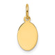 14K Plain .009 Gauge Engravable Oval Disc Charm, 17.9 x 7.4mm