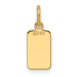 14K Plain .013 Gauge Engravable Rectangular Disc Charm, 17.5 x 6.3mm view