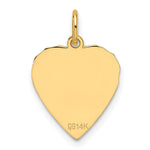 14K Etched .013 Gauge Engravable Heart Disc Charm, 21.4 x 13.7mm view