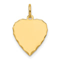 14K Etched .018 Gauge Engravable Heart Disc Charm, 21.4 x 13.7mm