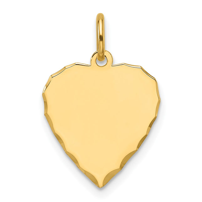14k Etched .018 Gauge Engravable Heart Disc Charm, 21.4 x 13.7mm