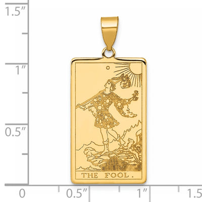 14K Yellow Gold The Fool Tarot Card Pendant
