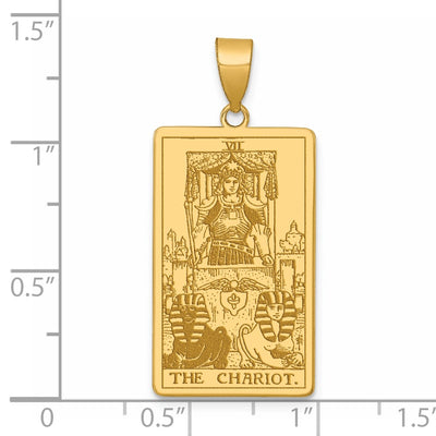14K Yellow Gold The Chariot Tarot Card Pendant