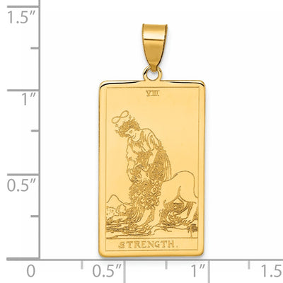 14K Yellow Gold Strength Tarot Card Pendant