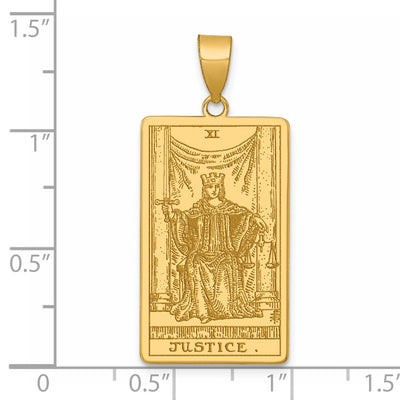 14K Yellow Gold Justice Tarot Card Pendant