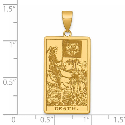 14K Yellow Gold Death Tarot Card Pendant