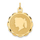 14K Girl Head on .013 Gauge Engravable Scalloped Disc Charm, 29 x 22mm