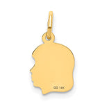 14K .018 Depth Engravable Girl Head Charm, 30 x 20mm view