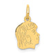 14K .018 Depth Engravable Girl Head Charm, 17 x 9mm