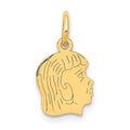 14K .018 Depth Engravable Girl Head Charm, 30 x 20mm