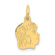 14K .018 Depth Engravable Girl Head Charm, 30 x 20mm