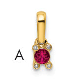 14K Family Jewelry Geniune Stone & Diamond Set Pendant, 11 x 4mm