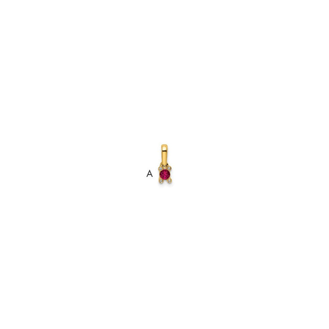 14K Family Jewelry Synthetic Stone & Diamond Set Pendant, 11 x 4mm