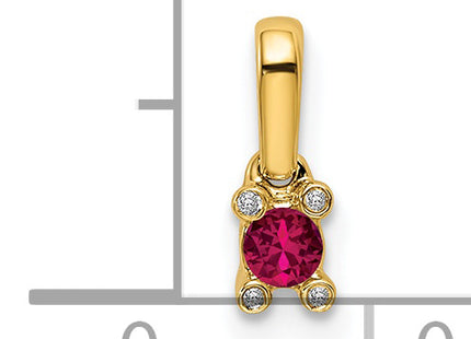 14K Family Jewelry Geniune Stone & Diamond Set Pendant, 11 x 4mm