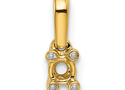 14K Family Jewelry Synthetic Stone & Diamond Set Pendant, 11 x 4mm