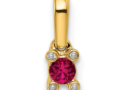 14K Family Jewelry Geniune Stone & Diamond Set Pendant, 11 x 4mm