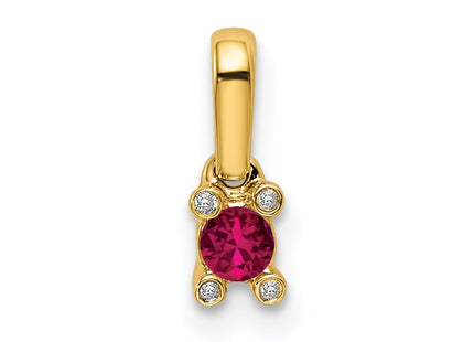 14K gold diamond family pendant, synthetic stone, alternate view
