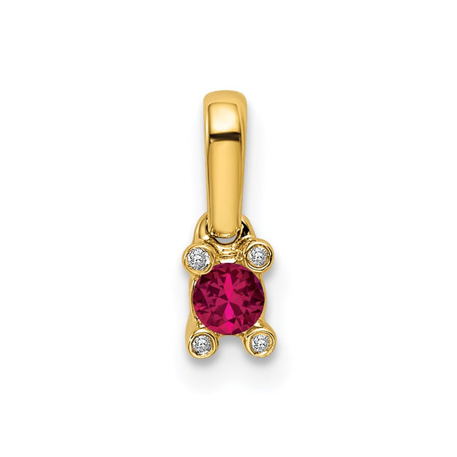 14K gold diamond family pendant, synthetic stone, alternate view