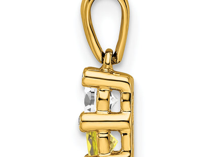 14K Yellow Gold Family Jewelry Geniune Stone & Diamond Set Pendant