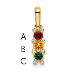 14K Family Jewelry Geniune Stone & Diamond Set Pendant, 18 x 4mm