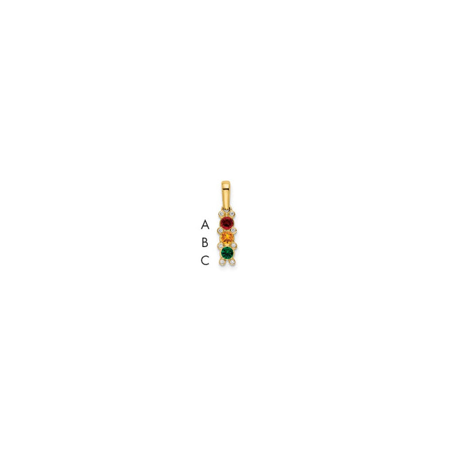 14K Family Jewelry Synthetic Stone & Diamond Set Pendant, 18 x 4mm
