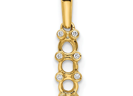 14K gold diamond family pendant, synthetic stone, further view