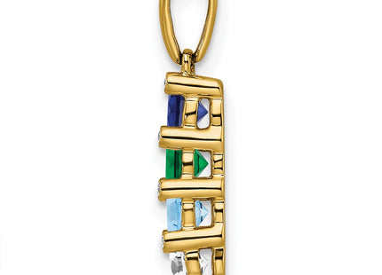 14K gold diamond family pendant, synthetic stone, another view